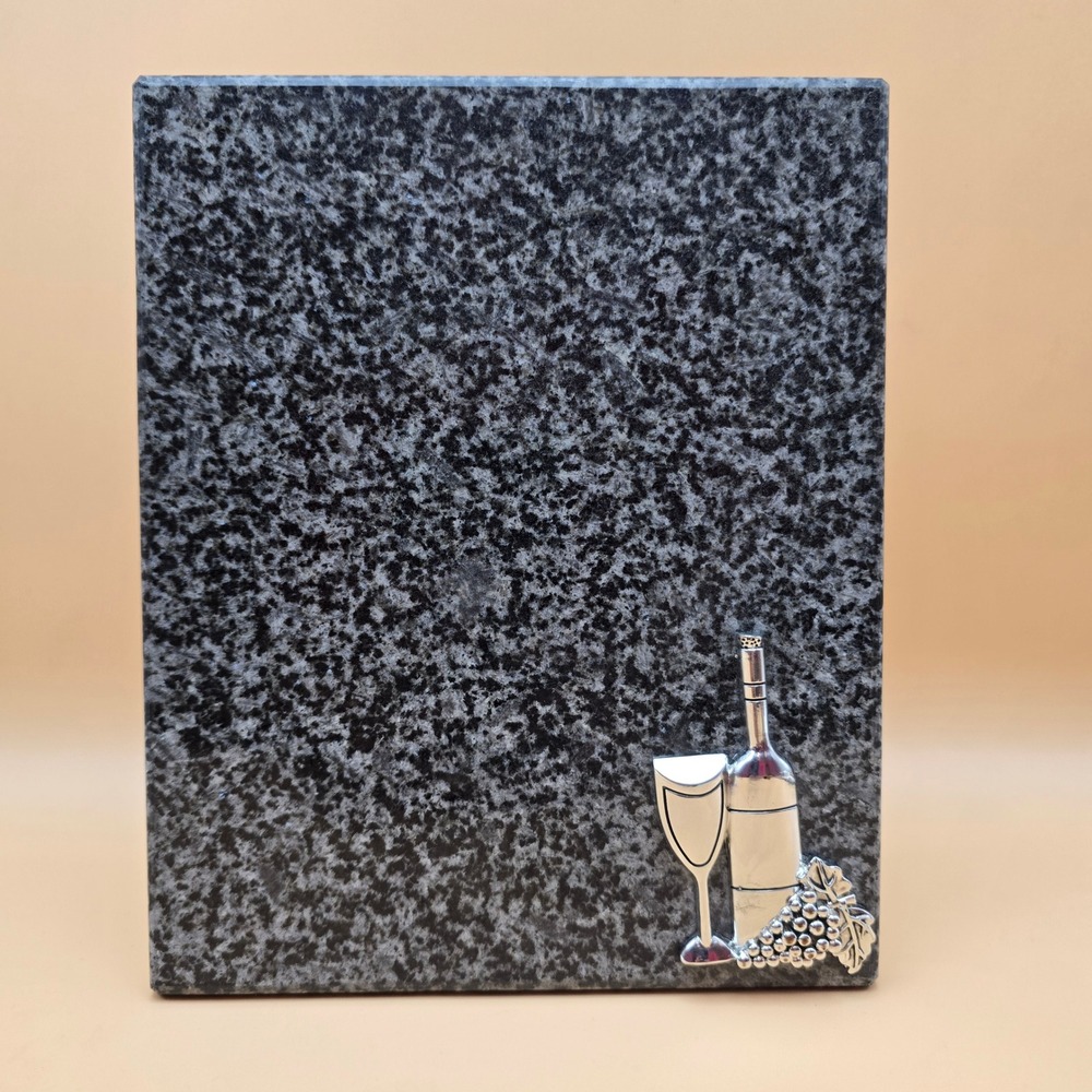 Granite Cheese Board Trivet Wine Bottle Glass Grapes Metal‎ Accent Kitchen Decor